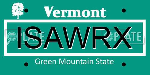ISAWRX Vermont License Plate