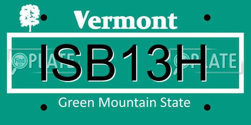 ISB13H Vermont License Plate