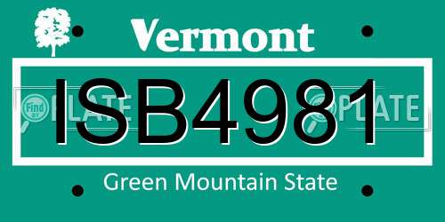 ISB4981 Vermont License Plate