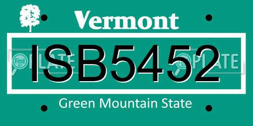 ISB5452 Vermont License Plate