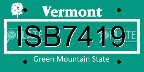 ISB7419 Vermont License Plate