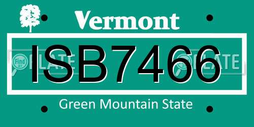 ISB7466 Vermont License Plate