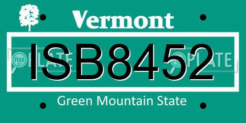 ISB8452 Vermont License Plate