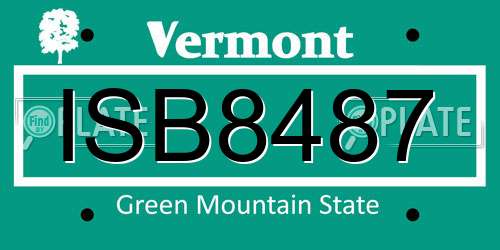 ISB8487 Vermont License Plate
