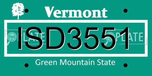 ISD3551 Vermont License Plate