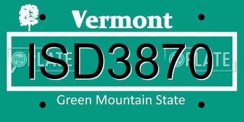 ISD3870 Vermont License Plate