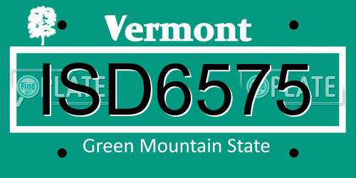 ISD6575 Vermont License Plate