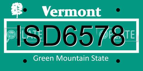 ISD6578 Vermont License Plate