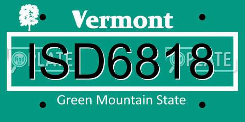 ISD6818 Vermont License Plate