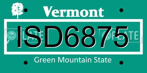 ISD6875 Vermont License Plate