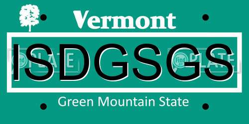 ISDGSGS Vermont License Plate