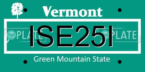 ISE25I Vermont License Plate