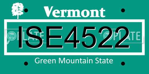 ISE4522 Vermont License Plate