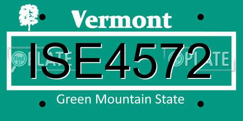 ISE4572 Vermont License Plate