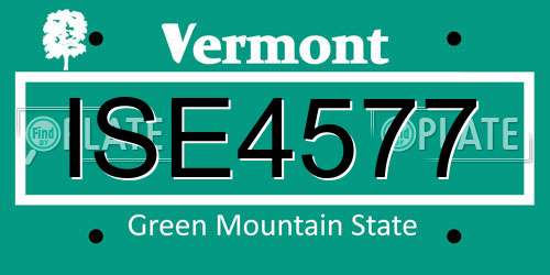 ISE4577 Vermont License Plate