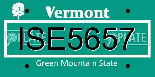 ISE5657 Vermont License Plate