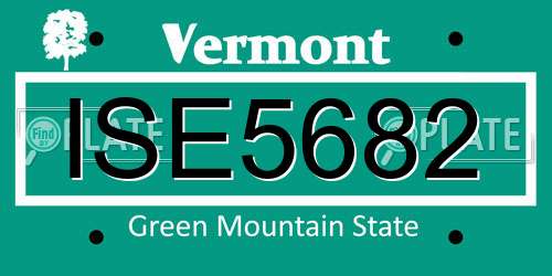 ISE5682 Vermont License Plate