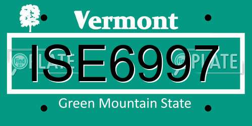 ISE6997 Vermont License Plate