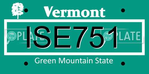 ISE751 Vermont License Plate