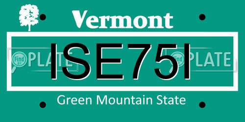 ISE75I Vermont License Plate