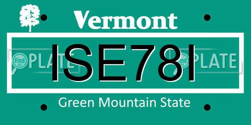 ISE78I Vermont License Plate