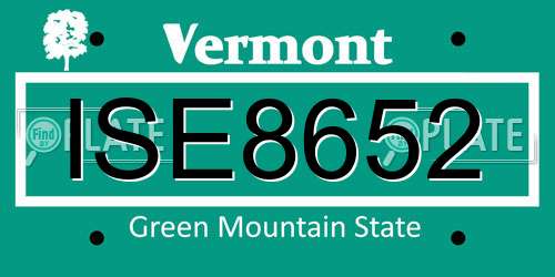 ISE8652 Vermont License Plate