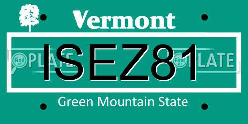 ISEZ81 Vermont License Plate