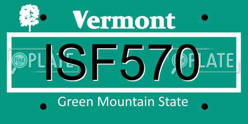 ISF570 Vermont License Plate