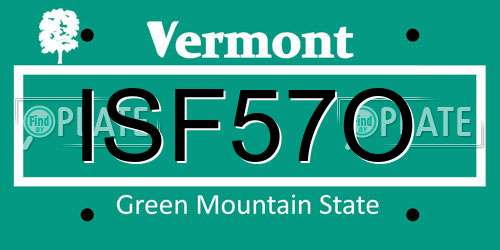 ISF57O Vermont License Plate