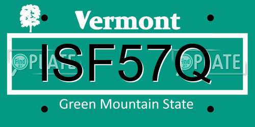 ISF57Q Vermont License Plate