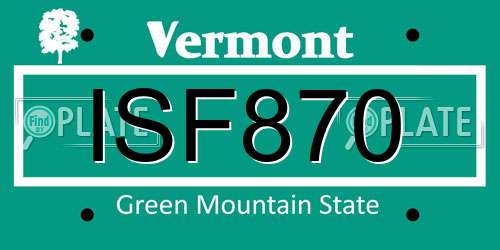 ISF870 Vermont License Plate