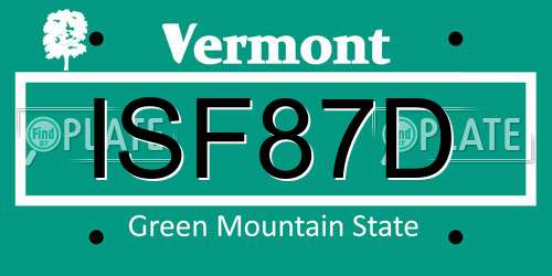 ISF87D Vermont License Plate