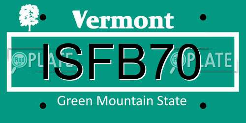 ISFB70 Vermont License Plate