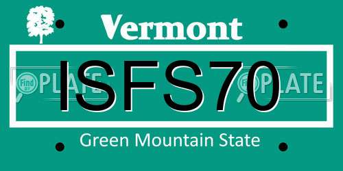 ISFS70 Vermont License Plate