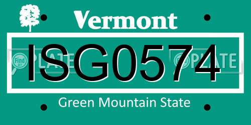 ISG0574 Vermont License Plate