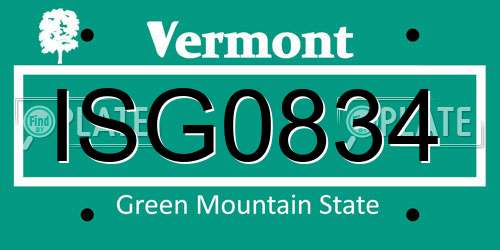 ISG0834 Vermont License Plate
