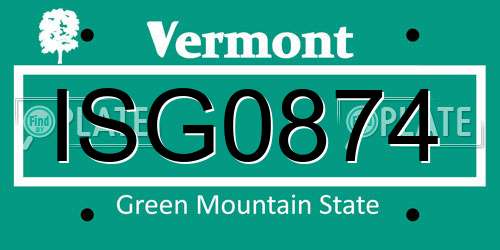 ISG0874 Vermont License Plate