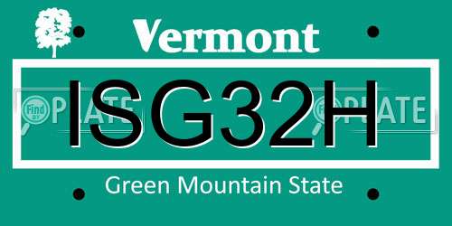 ISG32H Vermont License Plate