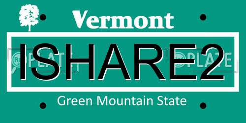 ISHARE2 Vermont License Plate