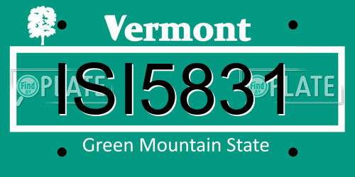ISI5831 Vermont License Plate