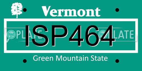 ISP464 Vermont License Plate