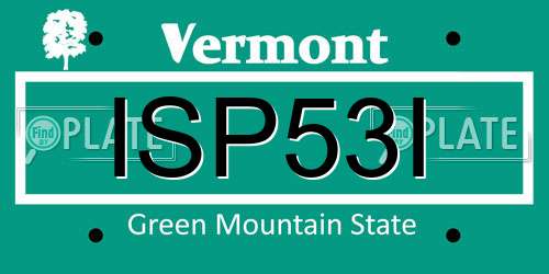 ISP53I Vermont License Plate