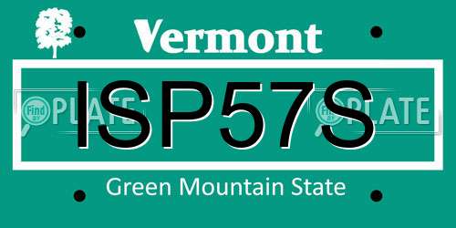 ISP57S Vermont License Plate