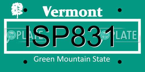 ISP831 Vermont License Plate