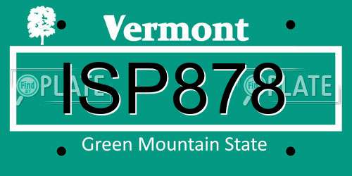ISP878 Vermont License Plate