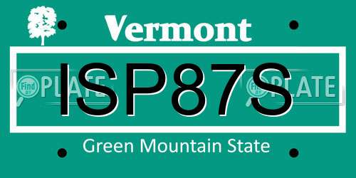 ISP87S Vermont License Plate