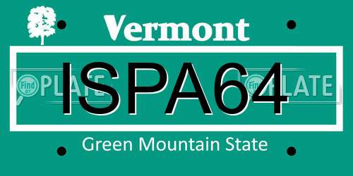 ISPA64 Vermont License Plate