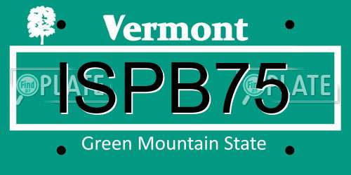 ISPB75 Vermont License Plate