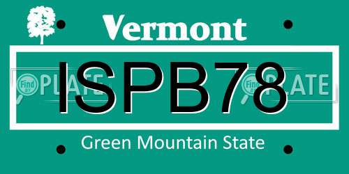 ISPB78 Vermont License Plate