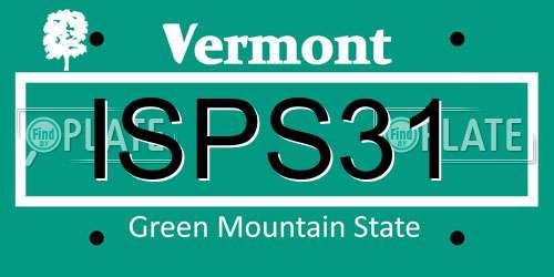 ISPS31 Vermont License Plate